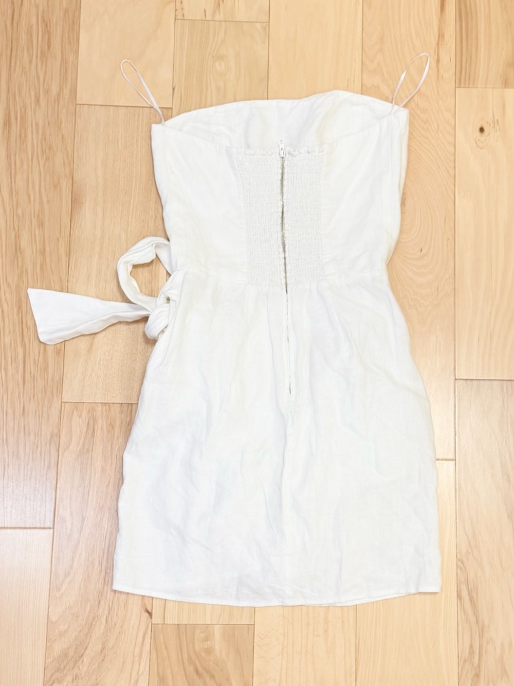 Reformation Women’s Turnip Strapless Wrap Linen Mini Dress - Picture 3 of 5